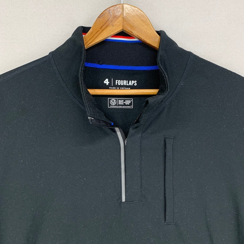 Fourlaps Venture 1/4 Zip Shirt Mens XL Black Performance Long Sleeve Golf Preppy